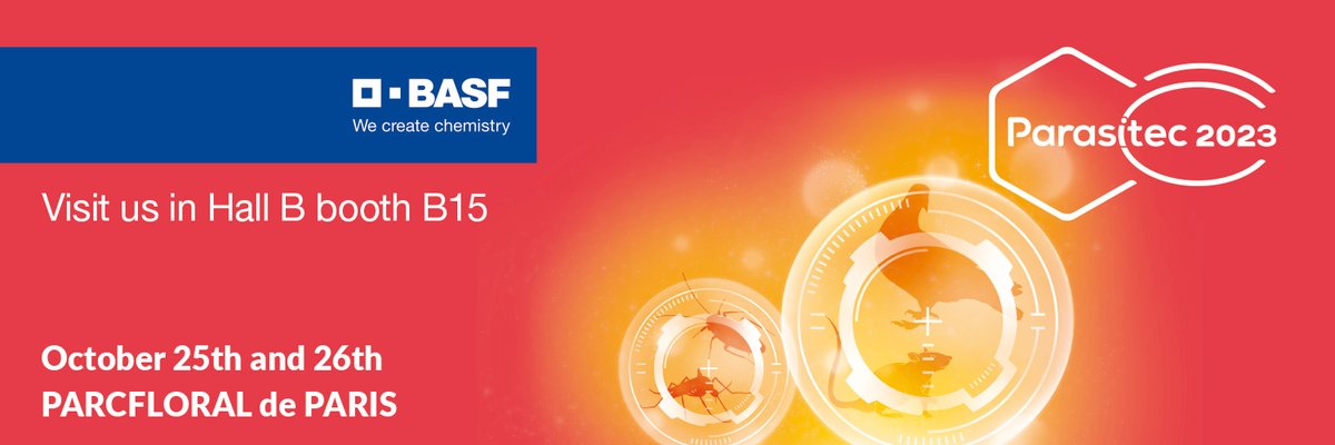 BASFAgro's tweet photo. Only a few days left until #Parasitec, the leading European pest control technologies show.
Meet us at Hall B, stand B15. Do not miss the opportunity to talk with our experts in professional pest control to find out why BASF is your ideal partner! https://t.co/RejUYDdAno