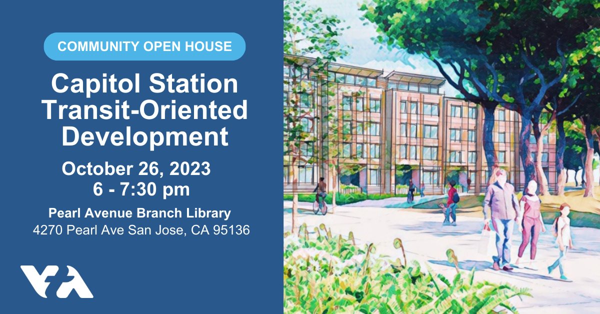 VTA's tweet image. Join VTA on October 26! Your ideas will help shape the future of South San Jose as our #TransitOrientedDevelopment program transforms Capitol Station into a vibrant and affordable #community near #transit.

More info: bit.ly/45GND0K