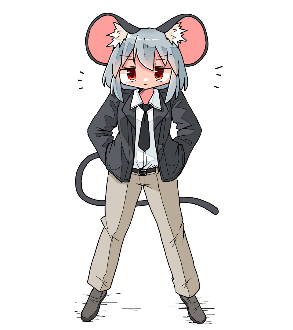 nazrin 1girl animal ears mouse ears tail solo mouse tail necktie  illustration images