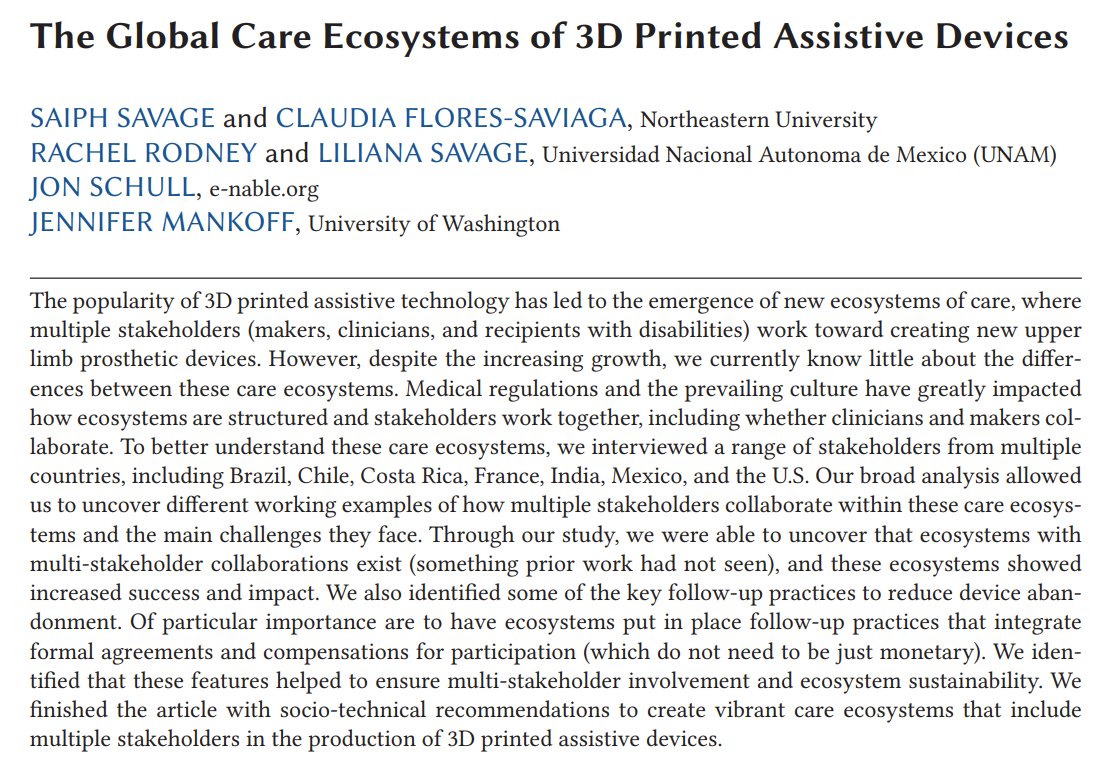 🗽 My research lab is in the heart of NYC presenting at ASSETS'23 our research on the synergy of stakeholders in crafting usable 3D printed devices. Dive into our study to understand the do's and don'ts for efficient coordination 🔗 dl.acm.org/doi/pdf/10.114… #assets23 #A11yFutures