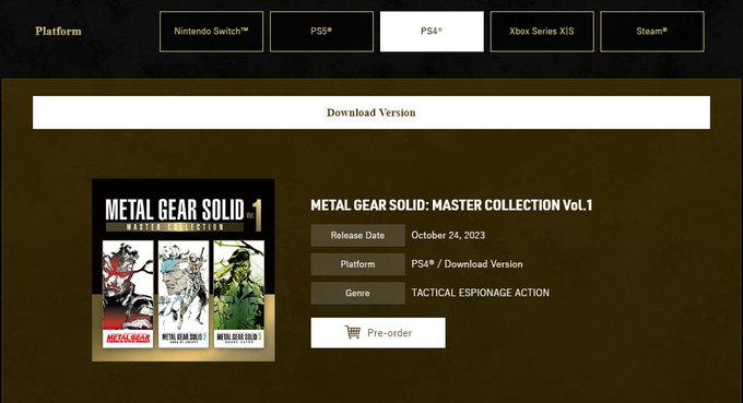 News - Physical editions confirmed for METAL GEAR SOLID: MASTER