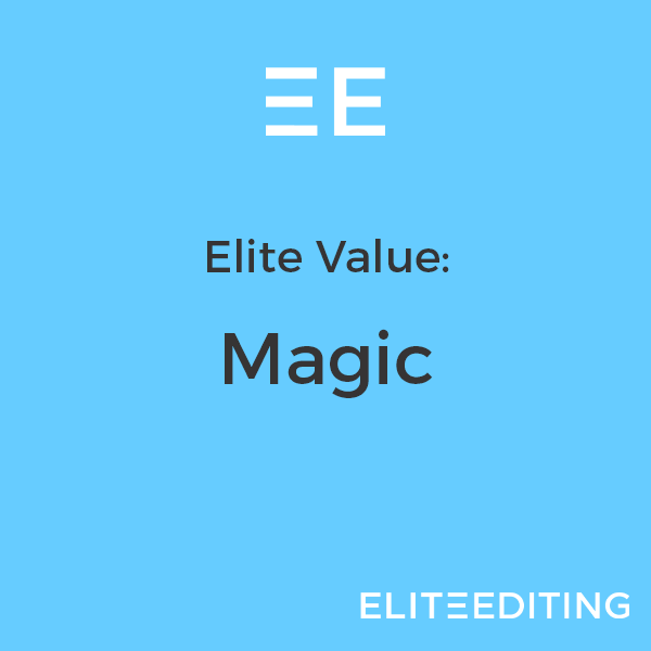 EliteEditing's tweet photo. “Magic” is perhaps Elite’s most powerful and mysterious value: it refers to that little extra ✨something✨ that comes alive when we all work together.

Tell us about your workplace magic. 

#values #teamwork https://t.co/5tT3PtXmcB
