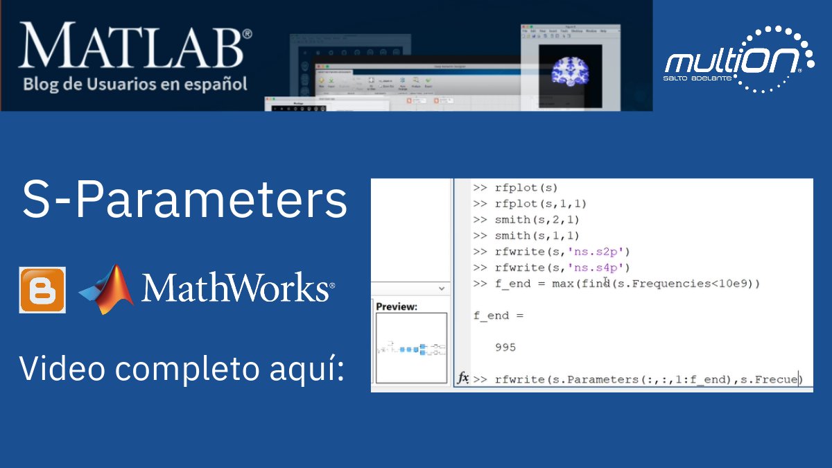 MATLAB_Mexico's tweet image. S-Parameters con #MATLAB. Hablaremos del #RFToolbox para el análisis de red con parámetros S. Vea como inspeccionar datos, seleccionar un rango de frecuencia, trazar respuestas de magnitud y cómo guardar archivos #Touchstone. Mira el videoblog gratis aquí: rebrand.ly/gk4l4wq