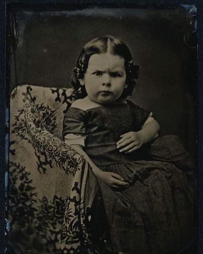 Portrait of a young grumpy girl, 1850s