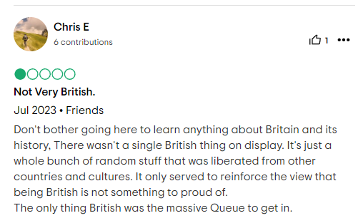 amazing 1 star review of the british museum