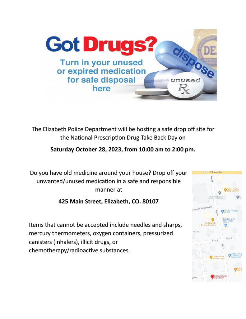 Clean out your medicine cabinet.  Drop of unwanted and unused medication in Elizabeth.  #MyElizabeth #CommunityThroughCommunication