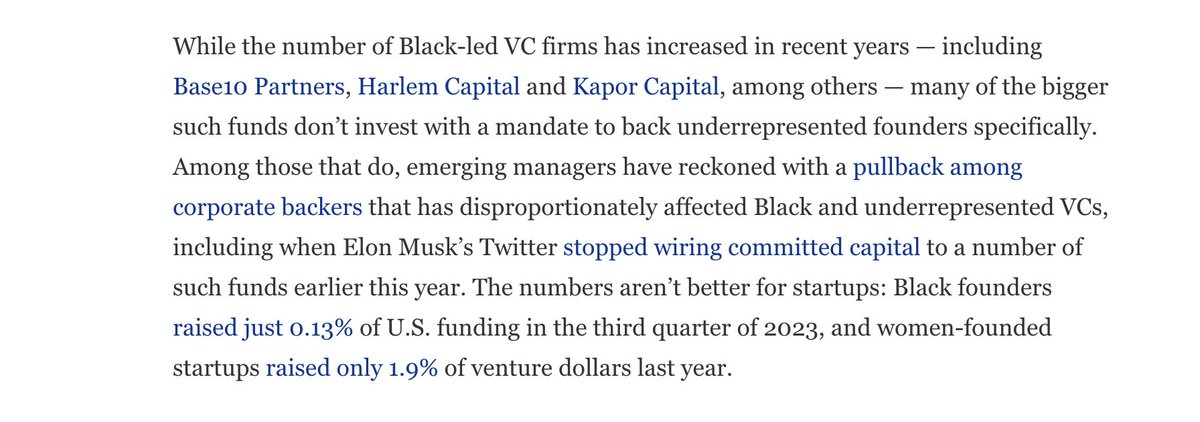 <a href="/frederikg191/">Frederik Groce</a> <a href="/LaVandezJones/">Van Jones</a> <a href="/BLCKVC/">BLCK VC</a> <a href="/drivecapital/">Drive Capital</a> <a href="/Wellington_Mgmt/">Wellington Management</a> <a href="/ForbesUnder30/">Forbes Under 30</a> <a href="/Forbes/">Forbes</a> <a href="/ForbesTech/">Forbes Tech</a> WAV's $150M fund comes as $$ for emerging managers and Black founders has mostly dried up.

<a href="/DominicMadori/">Dom</a> recently wrote that 0.13% of U.S. venture dollars went to Black founders in Q3, which rounds to zero.

Wellington's partnership contributed $50M to WAV, a show of support.