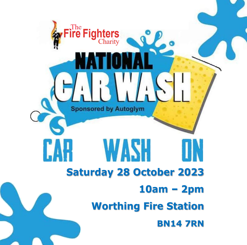 Crews at Worthing Fire Station are holding a charity car wash on Saturday 28 October. 🧽 🚗 Pop along between 10am and 2pm to have your car cleaned by the crew and support The Fire Fighters Charity.