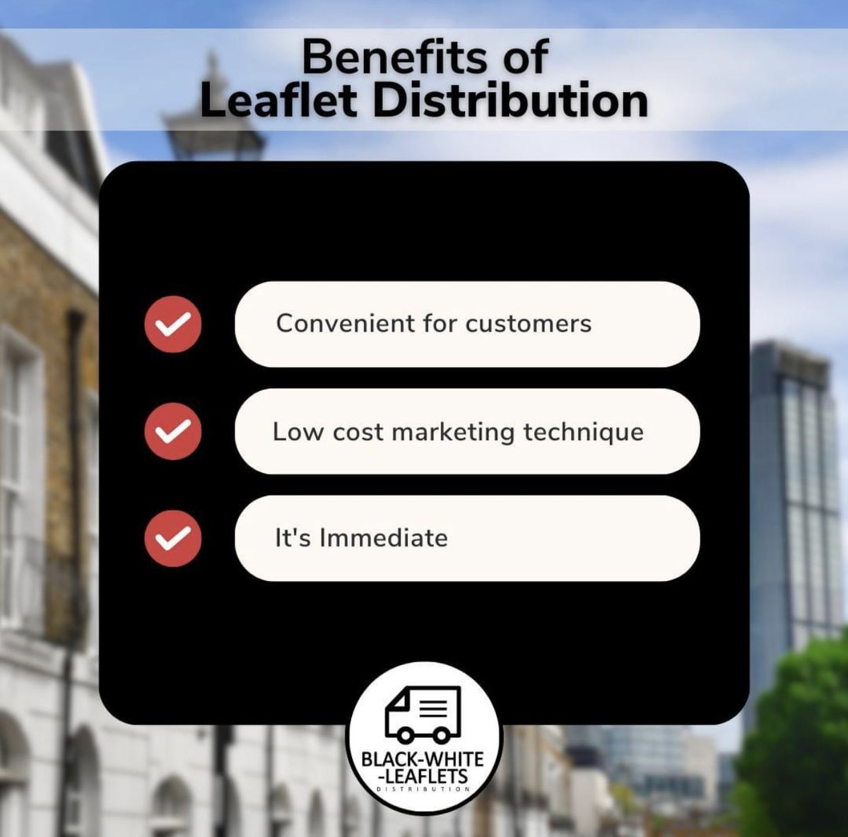 Leaflet_Flyer's tweet image. Here are 3 benefits of leaflet distribution👇

😆 Convenient for customers 
💸 Low cost marketing technique 
❗️It&apos;s immediate

For more information on how we can help your business grow please visit: black-white-leaflets-distribution.com

#benefitmarketing #leafletbenefit #leafletdistribution
