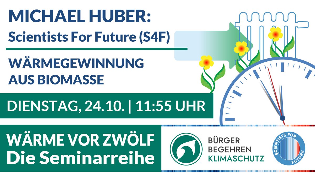 Aktuell ist das #Wärmeplanungsgesetz im Bundestag. Die ersten Debatten haben gezeigt: #Biomasse ist ein zentraler Streitpunkt. 💬 ℹ Wir diskutieren bei #Wärmevor12 mit Michael Huber @sciforfuture & Michaela Kruse @NABU_de. Einschalten lohnt sich! ⤵ buerger-begehren-klimaschutz.de/waerme-vor-zwo…