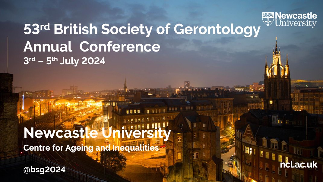 Abstract submission now open for the British Society of Gerontology Annual Conference 2024 ! The conference will be at Newcastle University, UK, from 3 – 5th July 2024, with an Emerging Researchers in Ageing Pre-Conference Event on 2nd July. 1/6 britishgerontology.org/events-and-cou…