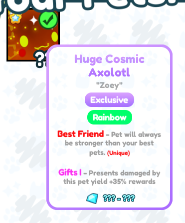 Cosmic Axolotl Value For Pet Simulator 99 & Pet Sim X