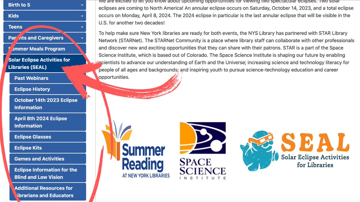 FindNYCulture's tweet photo. Ts, are you prepping for #solareclipse2024?
@NYSLibrary created this resource page! πhttps://t.co/fLEKPrGVN4
@NYstateparks @NYSDEC @KopernikObserv
@STANYSorg @MSmithSciTech @edoutreach21
@nysednews #roceclipse #FindNYCulture https://t.co/7x7wcUjbFm