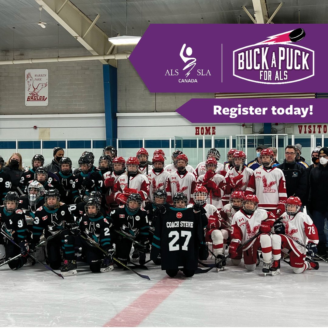 ALSCanada's tweet photo. 🏒 Introducing the ALS Canada Buck-A-Puck for ALS! Starting today until Thursday, February 29, you can raise a buck and shoot a puck to support Canadians and their families living with #ALS.

Register, fundraise, or donate to #BuckAPuckforALS by visiting https://t.co/XqClXhjOQG. https://t.co/j3gQnPJE9j