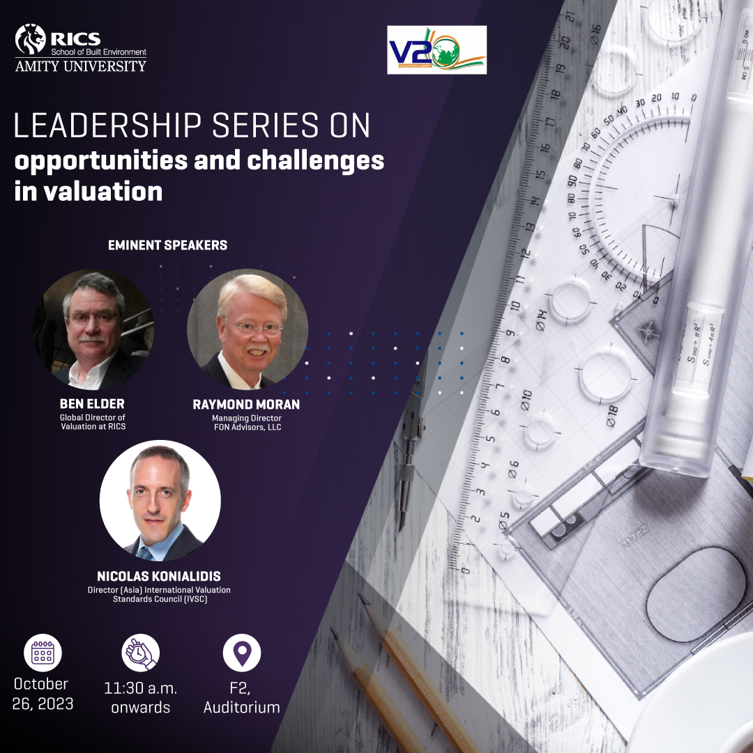 Join us for a special leadership series on “opportunities and challenges in valuation”, featuring top industry leaders in the built environment.

#Valuation #LeadershipProgramme #2023 #RICS #RICSSBE #RICSSBEAmityUniversity #AmityUniversity #Noida #Mumbai
