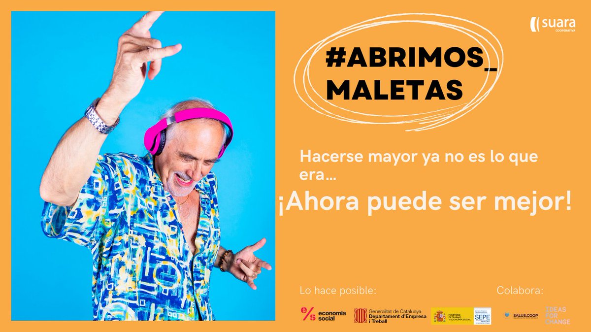 Salus.Coop (@saluscoop) on Twitter photo 🧳 #Abrimos_maletas!
Llegamos al final del proyecto junto a <a href="/Ideas_4_Change/">IDEAS FOR CHANGE</a> y <a href="/suaracoop/">Suara Cooperativa</a> y descubrimos que hacerse mayor ya no es lo que era.
Síguenos y ¡descubre qué se llevan los que saben disfrutar de la vida a partir de los 65!
#abrimos_maletas #obrim_maletes #BuenaVida 🧳 #Abrimos_maletas!
Llegamos al final del proyecto junto a <a href="/Ideas_4_Change/">IDEAS FOR CHANGE</a> y <a href="/suaracoop/">Suara Cooperativa</a> y descubrimos que hacerse mayor ya no es lo que era.
Síguenos y ¡descubre qué se llevan los que saben disfrutar de la vida a partir de los 65!
#abrimos_maletas #obrim_maletes #BuenaVida