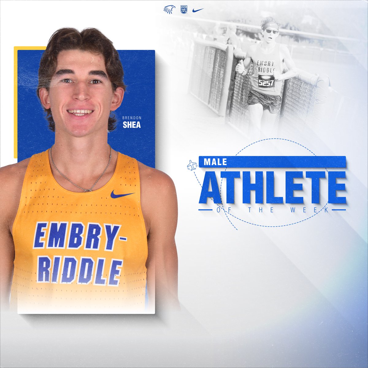 ERAUAthletics's tweet photo. Brendon Shea's first-placed finish for @ERAUXCTF at the Sunshine State Conference Championship earns him our Male Athlete of the Week honor!

#GoERAU #DaytonasHometownTeam https://t.co/KtZw9FRQOj