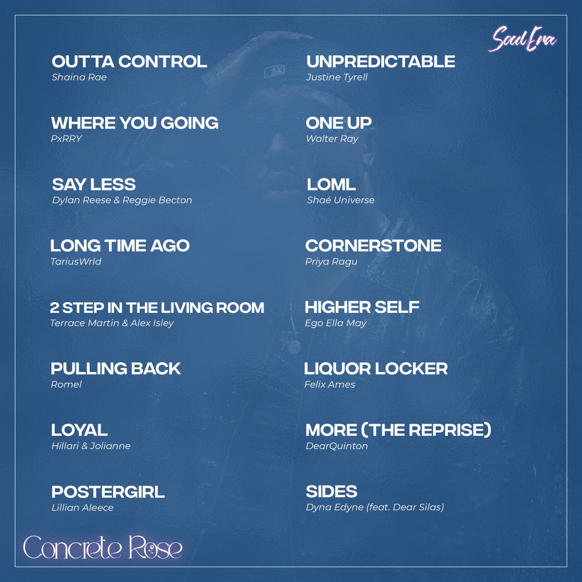 soulerarecords's tweet photo. Brand new R&amp;B to start your week, via our Concrete Rose playlist 💙

Listen here: https://t.co/uPlJyNcuFX

w/
@theshainarae 
@JustineTL 
@officiallypxrry 
@WalterRayMusic 
@DylanReeseMusic  x @ReggieBecton 
@tariuswrld 
@_lillianaleece 
+more! https://t.co/kjjcL2iugr