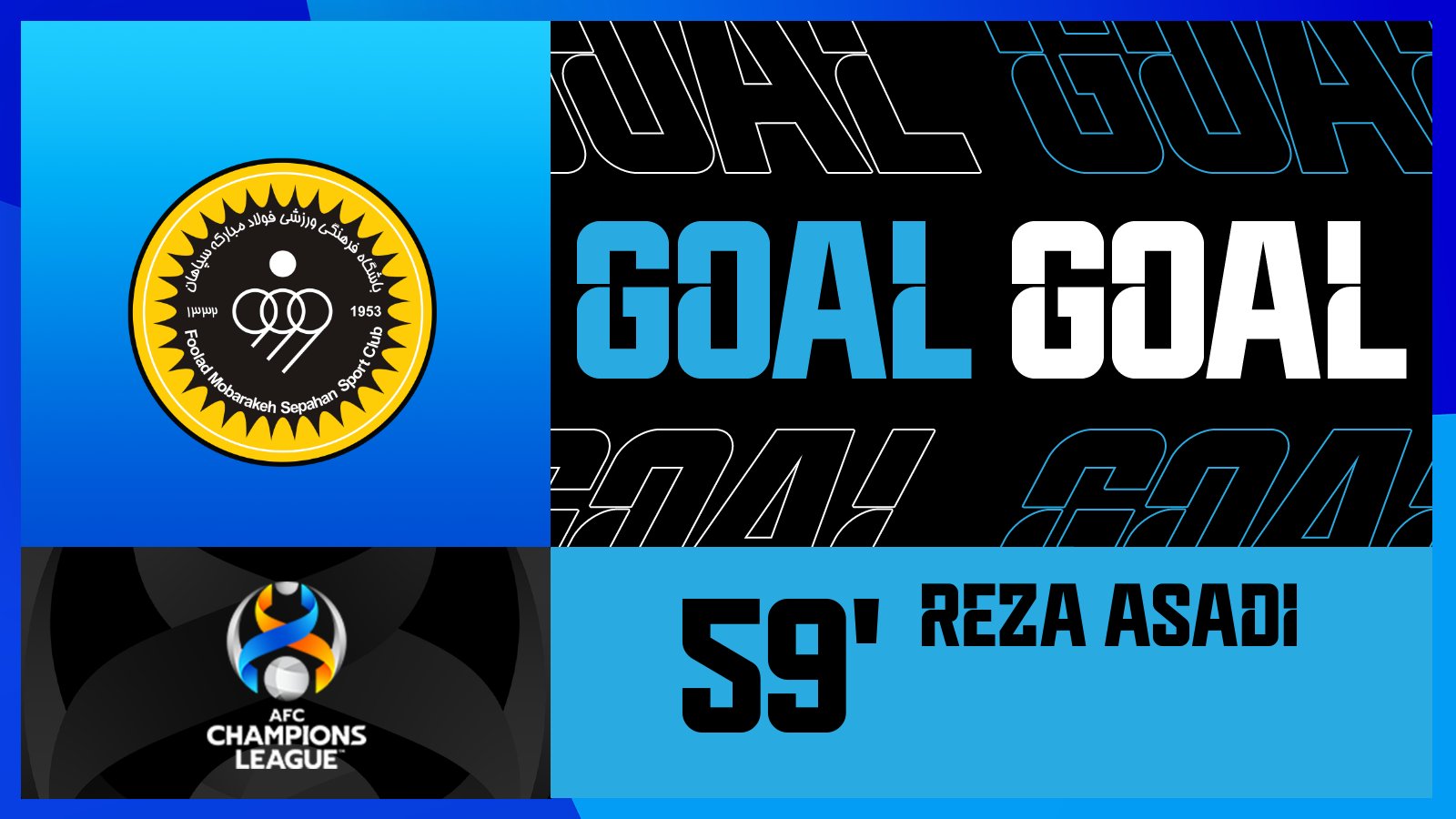 ACL on X: ⚽️ GOAL  🇺🇿 AGMK 1️⃣-3️⃣ Sepahan SC 🇮🇷 Sepahan are in the  driving seat now as Reza Asadi's goal is given after being initially  overruled! How will AGMK