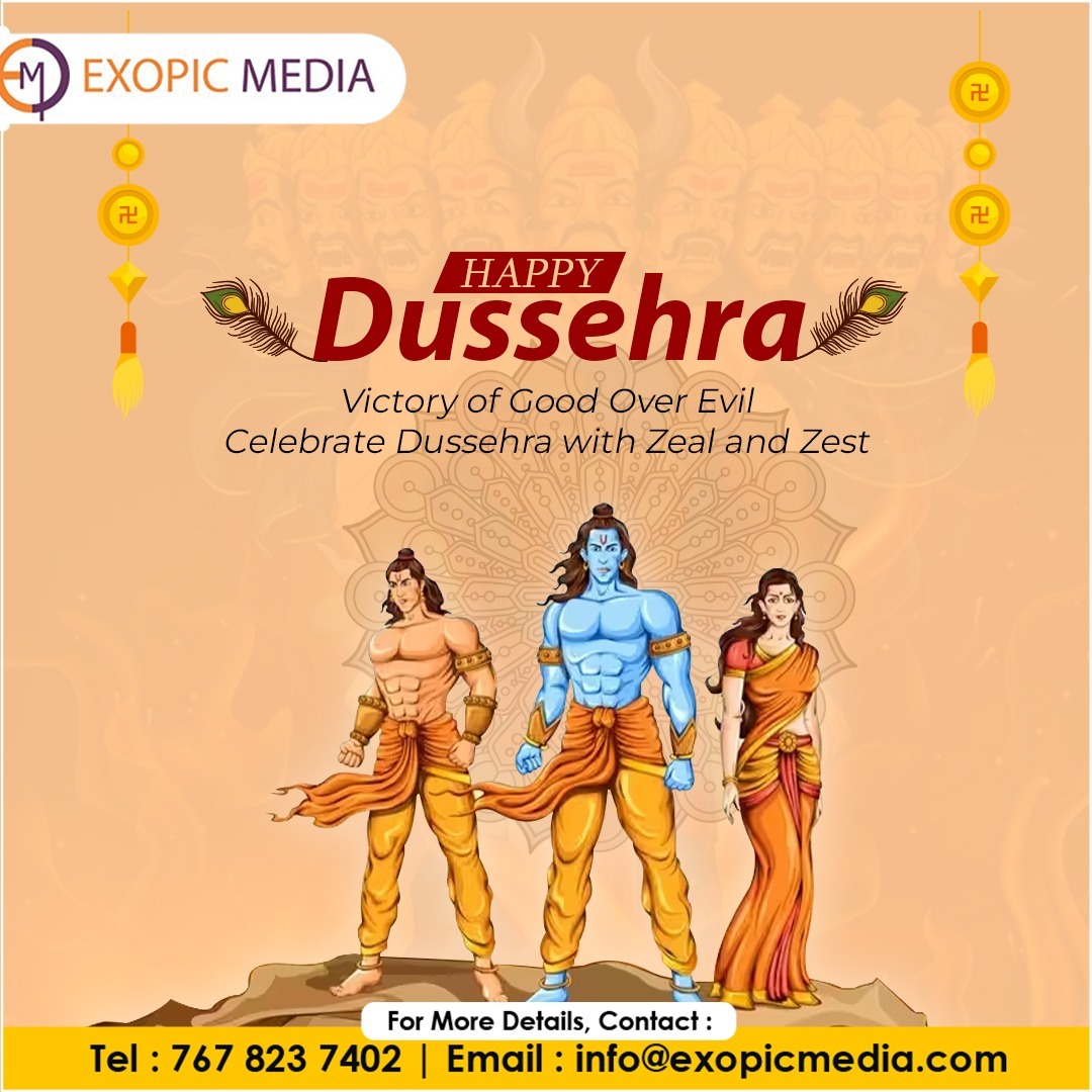 Exopicmedia's tweet photo. As you mark this auspicious day, may your life be blessed with #prosperity &amp; #happiness.

#ExopicMedia #Vijayadashami #Dussehra #Dussehrafestival #celebration #festival #happydussehra #indianfestival #dussehraspecial #festive #ravan #dussehrawishes #ram🏹 #culture #festivevibes https://t.co/Mn2fVzStEr