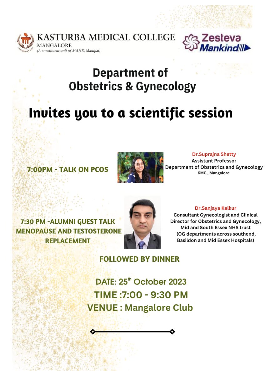 KMC_Mangalore's tweet photo. Exploring "PCOS" and "Menopause and Testosterone Replacement"

#OBG #MedicalScience #WomenHealth #HealthTopics #AlumniEngagement https://t.co/0I3r6Z3rDr