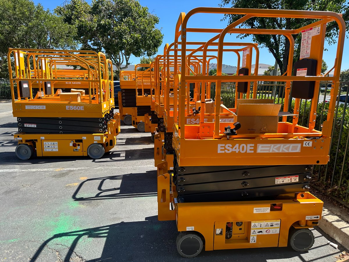 EKKOlifts's tweet photo. EKKO has #ScissorLifts in stock, in several sizes. Ranging from 13ft - 39ft of lift height!!!
#orderyourstoday
https://t.co/WHEJyJAut1
Info@ekkolifts.com
(877)232-6517
#ekko #ekkolifts #liftequipment #scissorlifts #aerialworkplatform #materialhandlingequipment #warehousesolution https://t.co/UiWCMNJWEc
