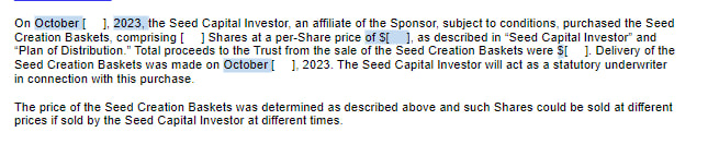 SGJohnsson's tweet photo. So two things caught my eye from the latest iShares (Blackrock) S-1 amendment:
- They've obtained a CUSIP in prep for a launch
- They may be looking to seed with cash this month (which is earlier than I would've thought, but may be nothing) https://t.co/lMDaKxiIbB
