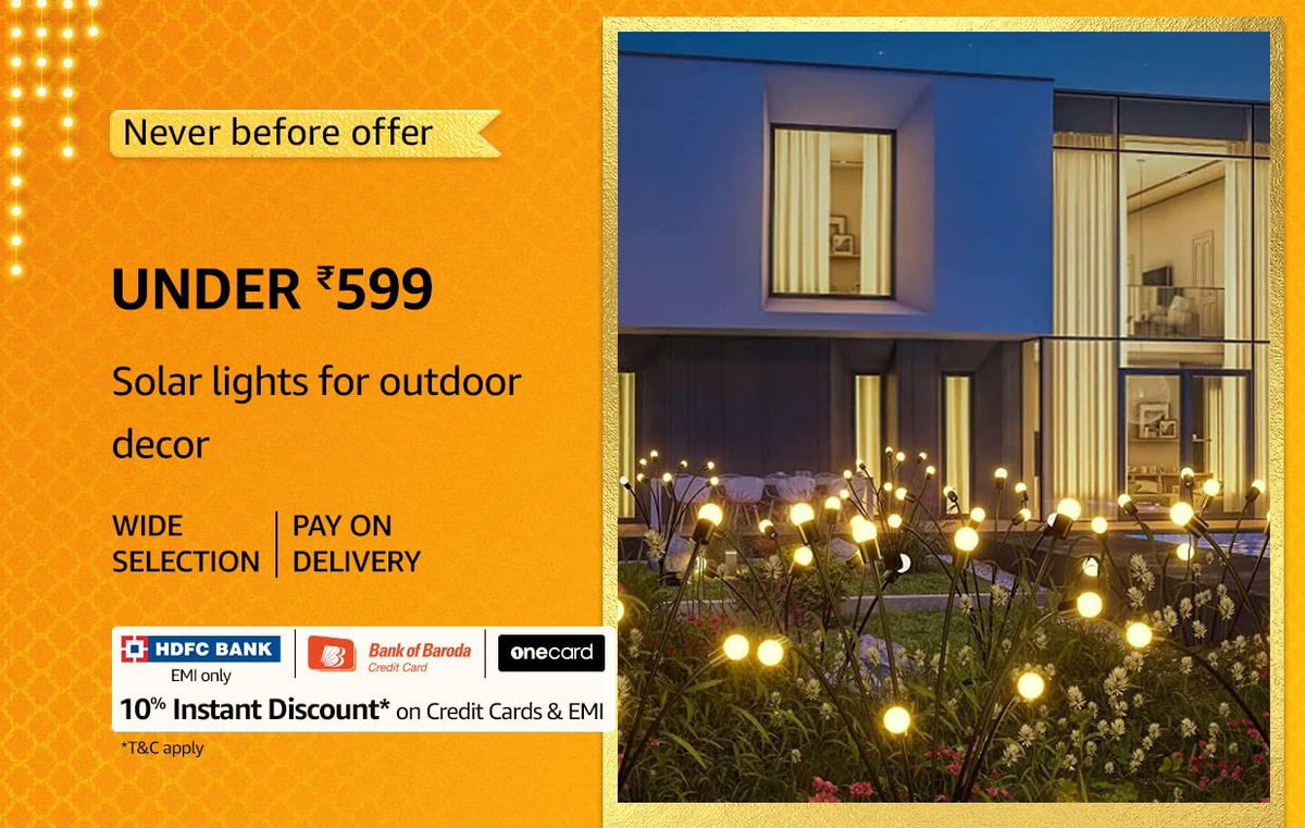Now outdoor decor on this diwali will be exceptional because of affordable charges #OutdoorsOnAmazon
Amazon.in