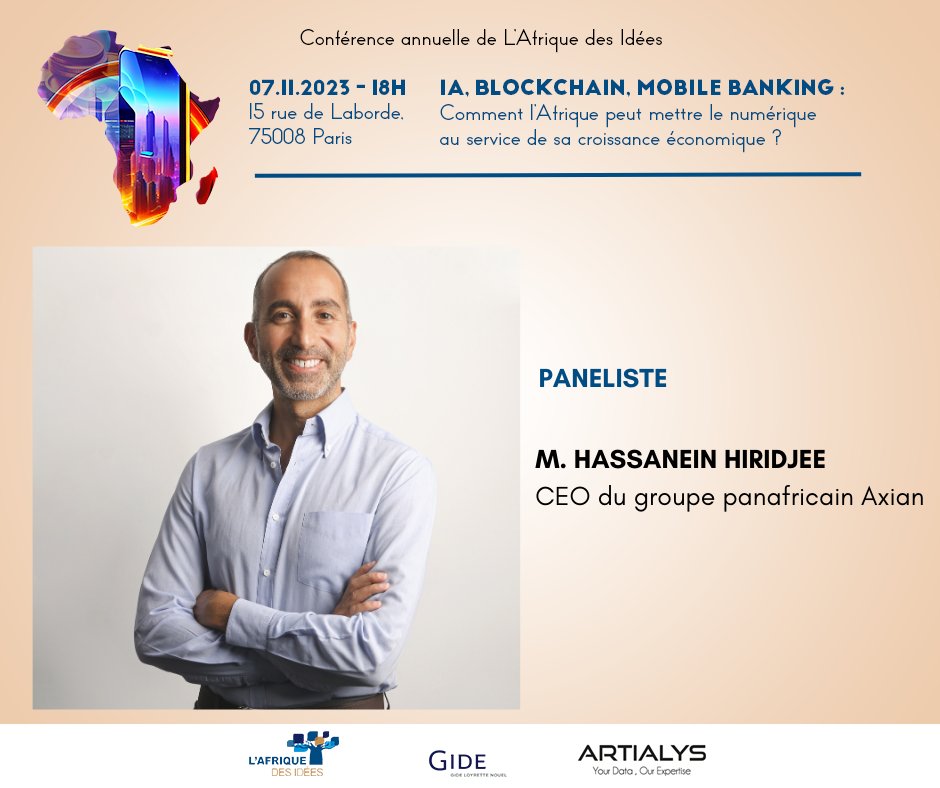 À la tête du groupe panafricain AXIAN, Hassanein Hiridjee devient le « CEO of the Year » lors de l’édition 2022 de l’Africa CEO Forum à Abidjan.

<a href="/HassanHiridjee/">Hassanein Hiridjee</a> interviendra à notre conférence annuelle le 7/11 chez <a href="/Gide_avocats/">Gide</a>. 

Inscription : bit.ly/3RLwlMq
#Afrique