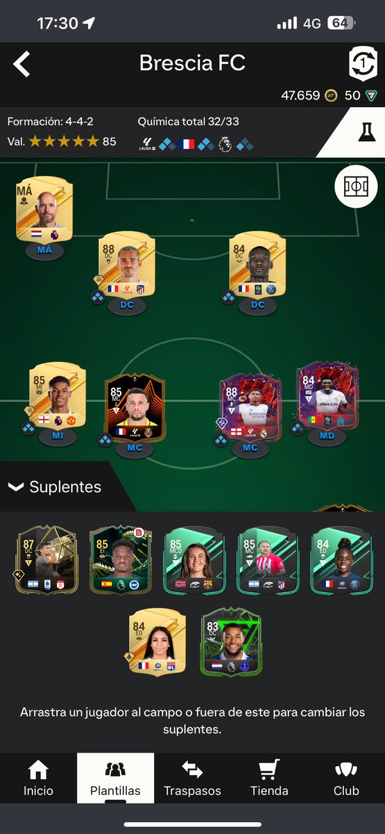 alexespejov's tweet photo. @NoFlFANoPARTY @BeSoccerTeam @toniemcee @jussnu Juego con una 4-2-2-2, el presupuesto es de 50k aprox. (sin vender jugardadores) o de unas 360k (si vendo jugadores) y los jugadores intransferibles son: Coquelin, Bellingham, Sarr, Militao, Kounde y Ter Stegen. https://t.co/Y8wlpeOo87