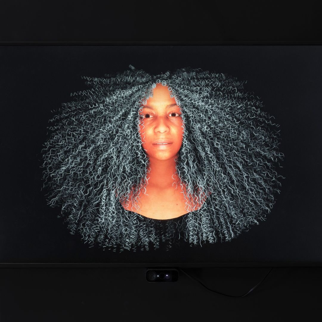 In Stephanie Dinkins’ “Not the Only One” (“N’TOO”), oral histories from three generations of women from the artist’s family are used to train an AI that tells a “multigenerational memoir of a Black American family.” “N’TOO” is on view now in “What Models Make Worlds.”
