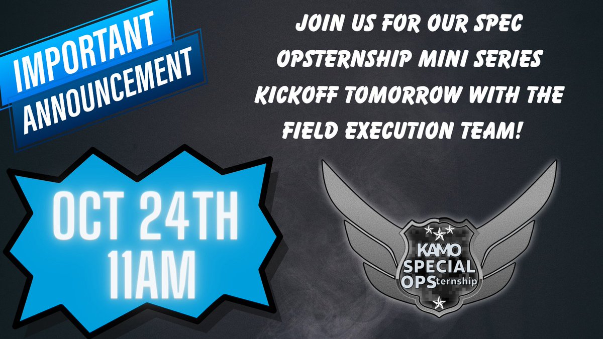 ✨Do you have a passion for operations and want to look into furthering your leadership skills?✨

📣Make sure and join the Special OPSternship Mini Series tomorrow at 11am to elevate your operational efficiency and gain insights into various roles on the Spec Ops team!