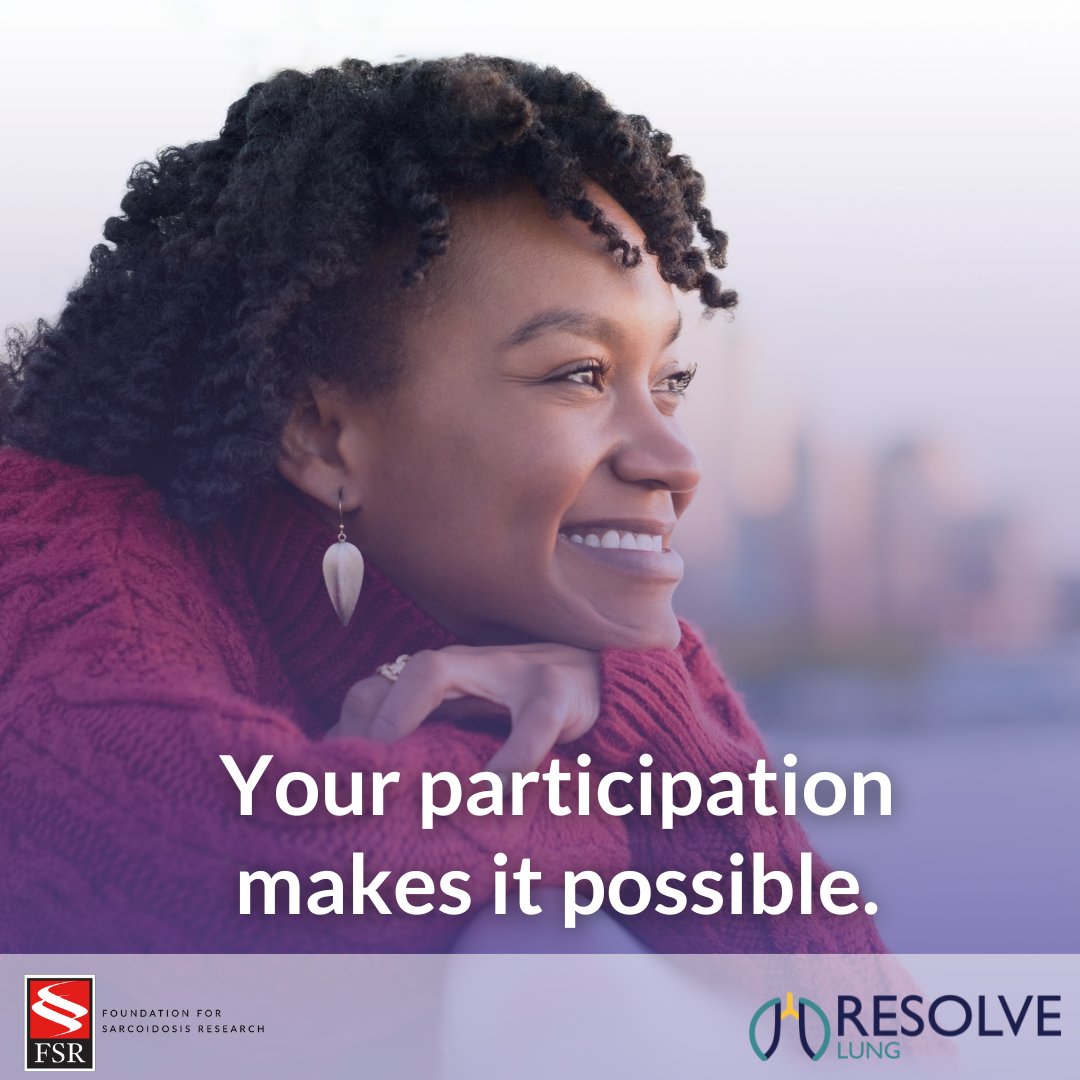 StopSarcoidosis's tweet photo. Don’t be discouraged if you were not eligible for clinical trials before. Every clinical trial opportunity is different.  

Learn whether you can participate in the new RESOLVE-Lung pulmonary sarcoidosis clinical trial here: https://t.co/KJ829sfvYC  

#sarcoidosis #sarctwitter https://t.co/uvndlH11MD