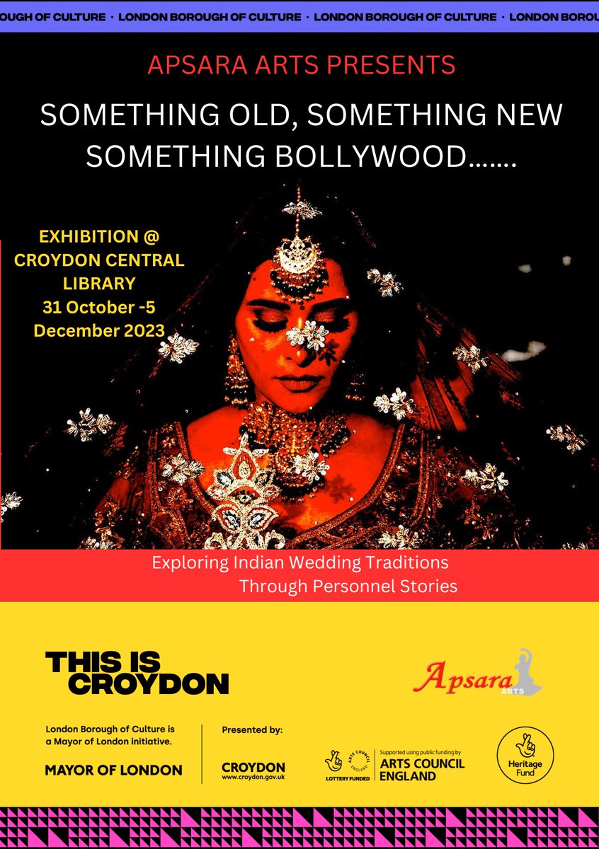 Apsara (@apsaraarts) on Twitter photo Apsara Arts’ presents,
Exhibition <a href="/CroydonLibs/">Croydon Libraries</a>,
SOMETHING OLD, SOMETHING NEW, SOMETHING BOLLYWOOD…….
Exploring Indian wedding rituals through personal stories
31 Oct-5 Dec at Croydon Central Library, level 1
#ThisIsCroydon,#CroydonCulture,#LDN_Culture,#HeritageFundUK Apsara Arts’ presents,
Exhibition <a href="/CroydonLibs/">Croydon Libraries</a>,
SOMETHING OLD, SOMETHING NEW, SOMETHING BOLLYWOOD…….
Exploring Indian wedding rituals through personal stories
31 Oct-5 Dec at Croydon Central Library, level 1
#ThisIsCroydon,#CroydonCulture,#LDN_Culture,#HeritageFundUK