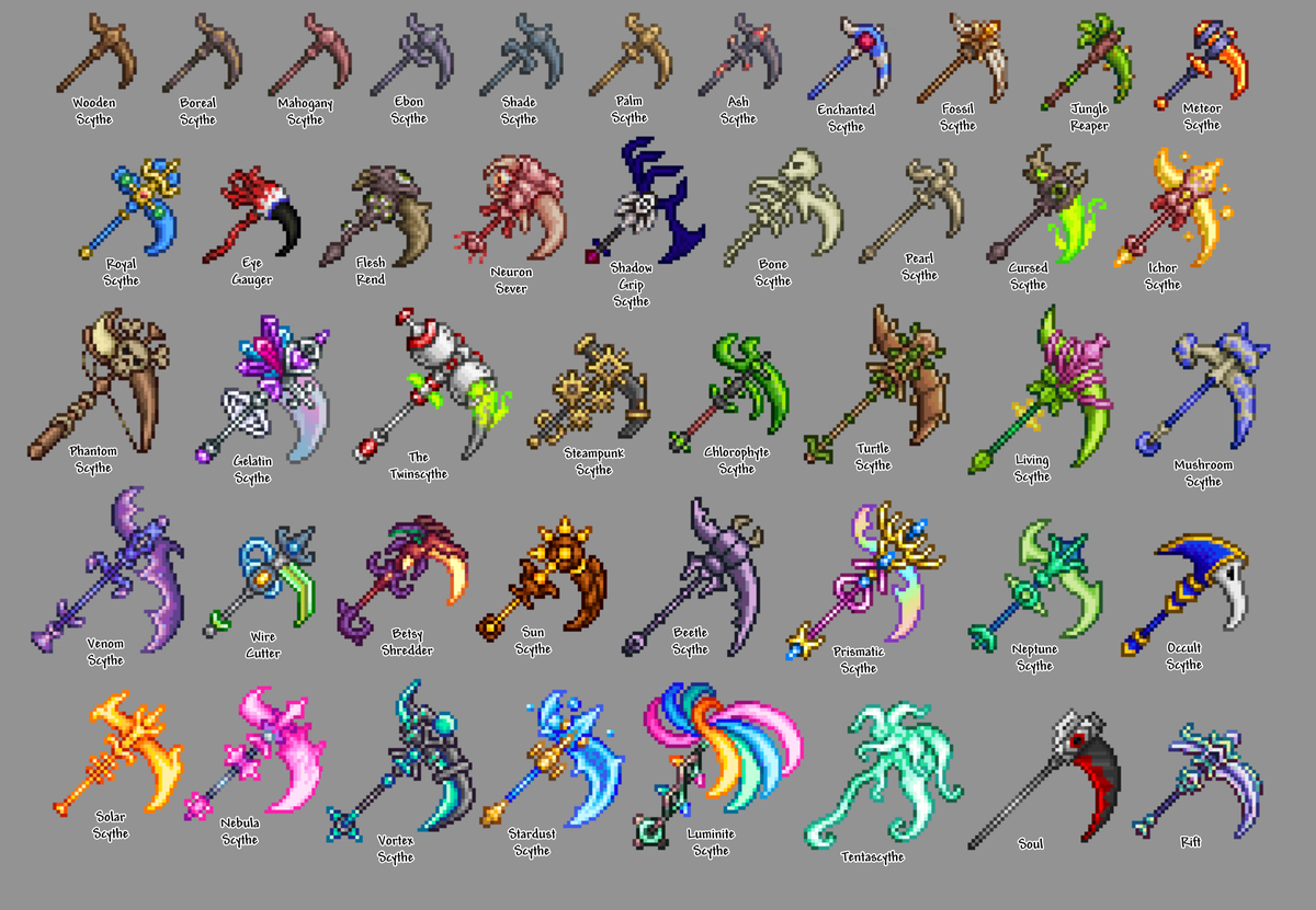 rTerraria's tweet photo. I made more scythes https://t.co/RpbEq27KWH https://t.co/e5YBme7tHv