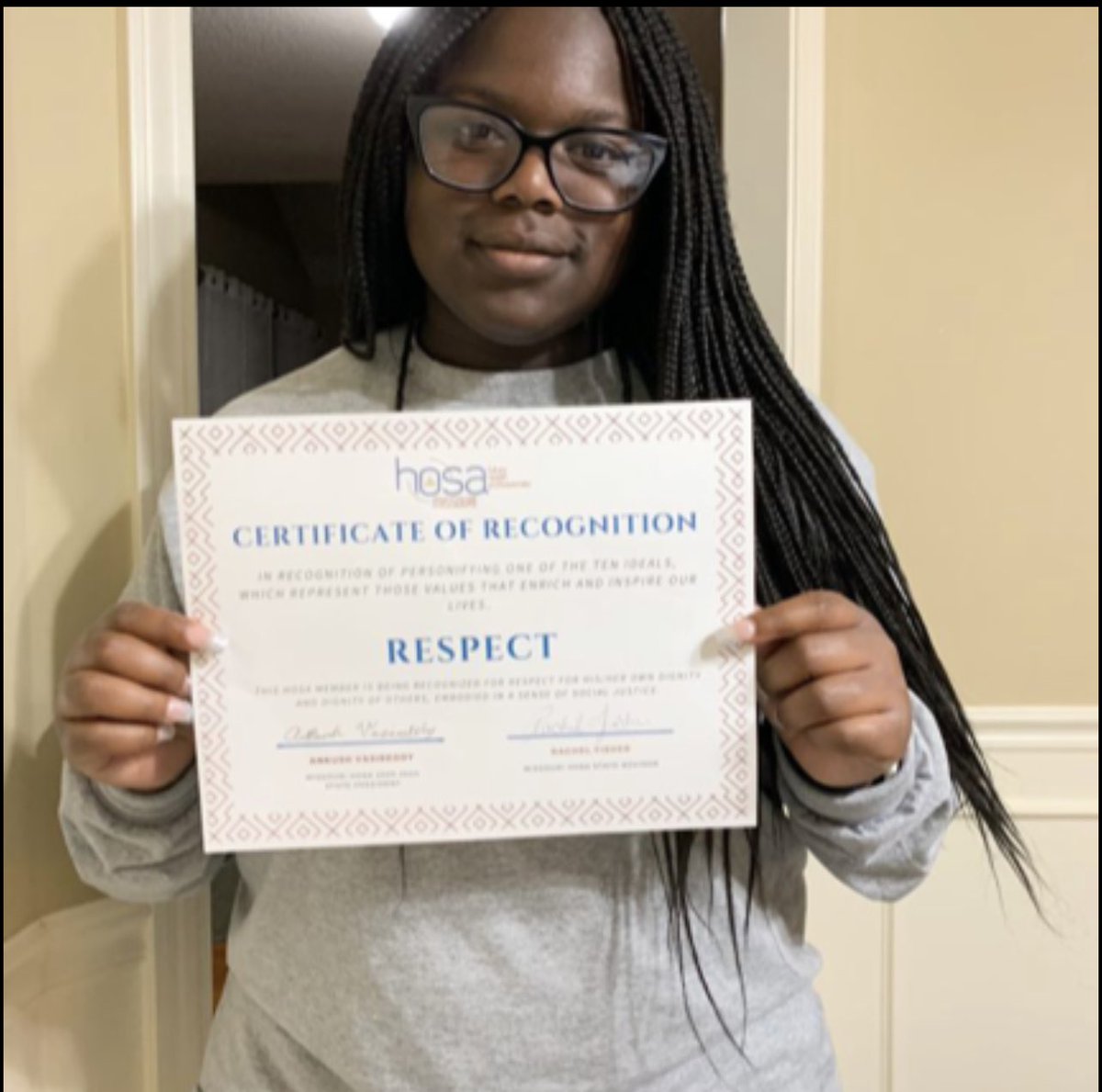 Congrats to our VP of Public Relations, Obi Obiesie, for getting recognized by Missouri HOSA for her Respect towards the dignity of others and embodying a sense of social justice!! Very proud of you Obi!!