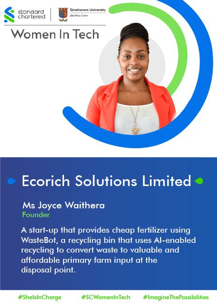 StrathU's tweet photo. Joyce Waithera, founder of EchoRich Solutions Ltd, is making waves with her innovative start-up.
Turning waste into a valuable resource with WasteBot, an AI-enabled recycling bin that converts waste into affordable fertilizer right when you dispose of it.
#SheIsInCharge https://t.co/kAffQRC3CD