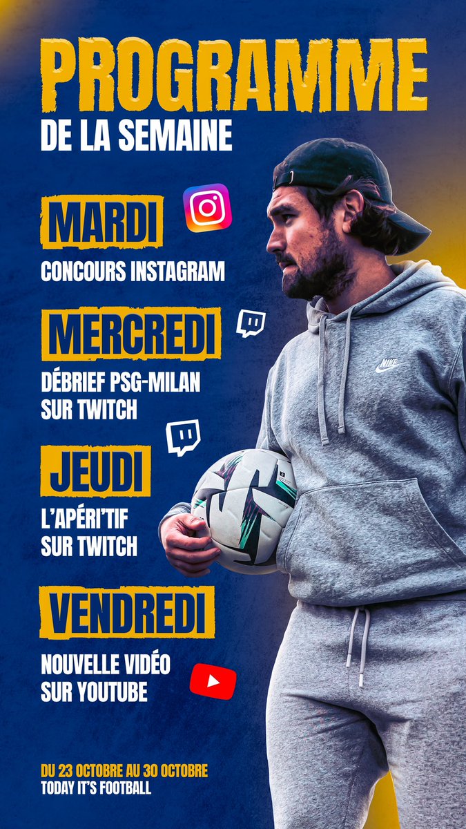 Notre programme de la semaine🧑🏼‍💻

On vous retrouve dès demain pour un gros concours sur Instagram 🎁

#TIFAMILY 💪🏻