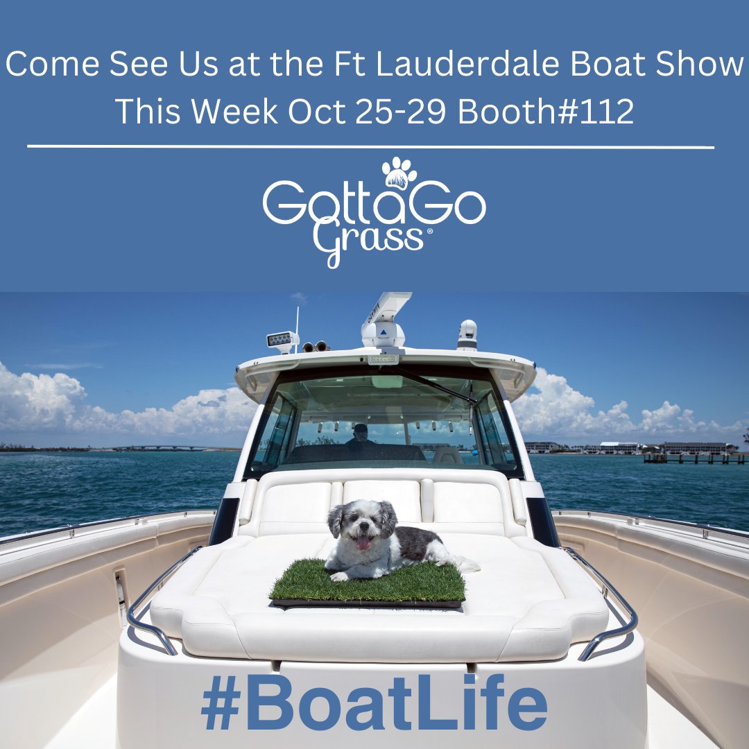 We're excited to see all our fur*iends at the Ft Lauderdale Boat Show this week!  Come see us at booth 112! 🐾 🐕 #BoatLife #GottaGoGrass #BoatDog