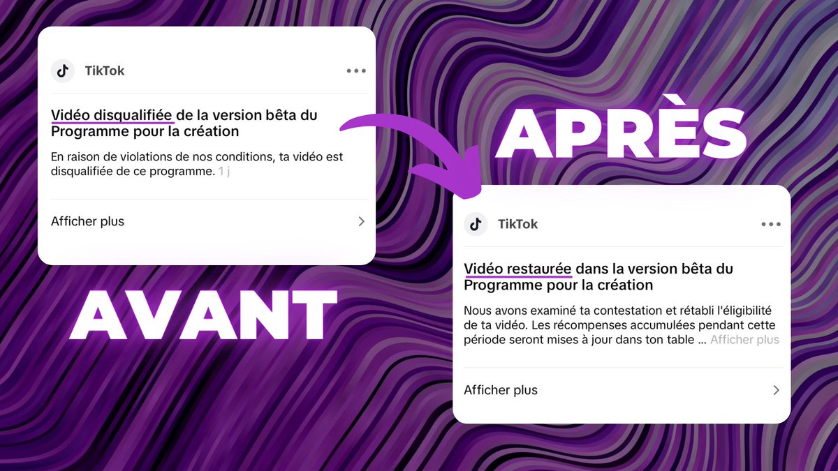😤 T'en as marre que tes TikTok se fassent disqualifier de la monétisation ?

Moi aussi.

Du coup, j'ai créé un message de contestation à remplir...

Qui marche dans 95% des cas. 

⚠️ LIKE + RT + Commente "MESSAGE" pour le recevoir GRATOS.

(follow pour que je puisse l'envoyer)