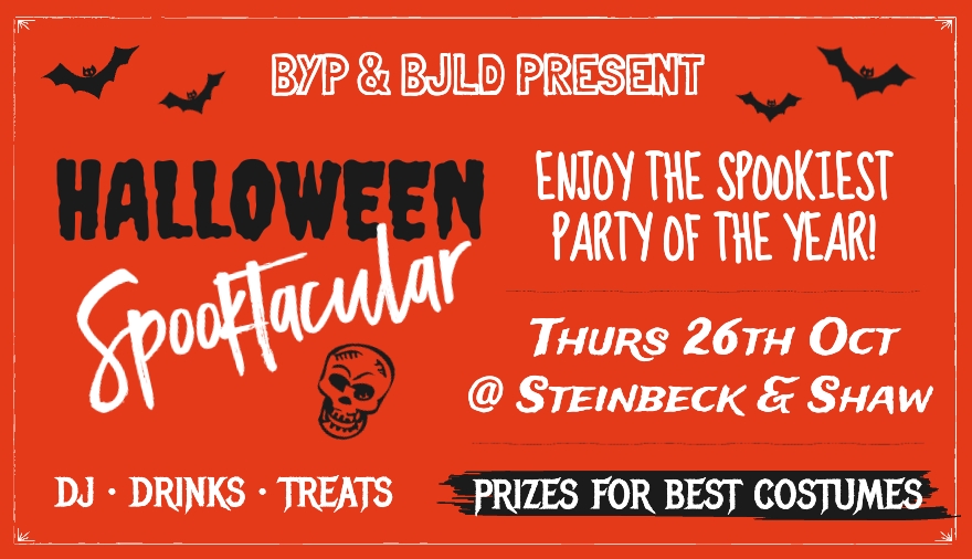 Join us for our Halloween Spooktacular this Thursday at <a href="/SteinbeckBris/">Steinbeck & Shaw</a> 👻👻👻
Buy now for a chance to get one of our remaining discounted tickets! Drinks tokens included in ticket price plus sweet treats! eventbrite.co.uk/e/byp-bjld-pre…
#HalloweenParty #BristolEvents #PartyInvite