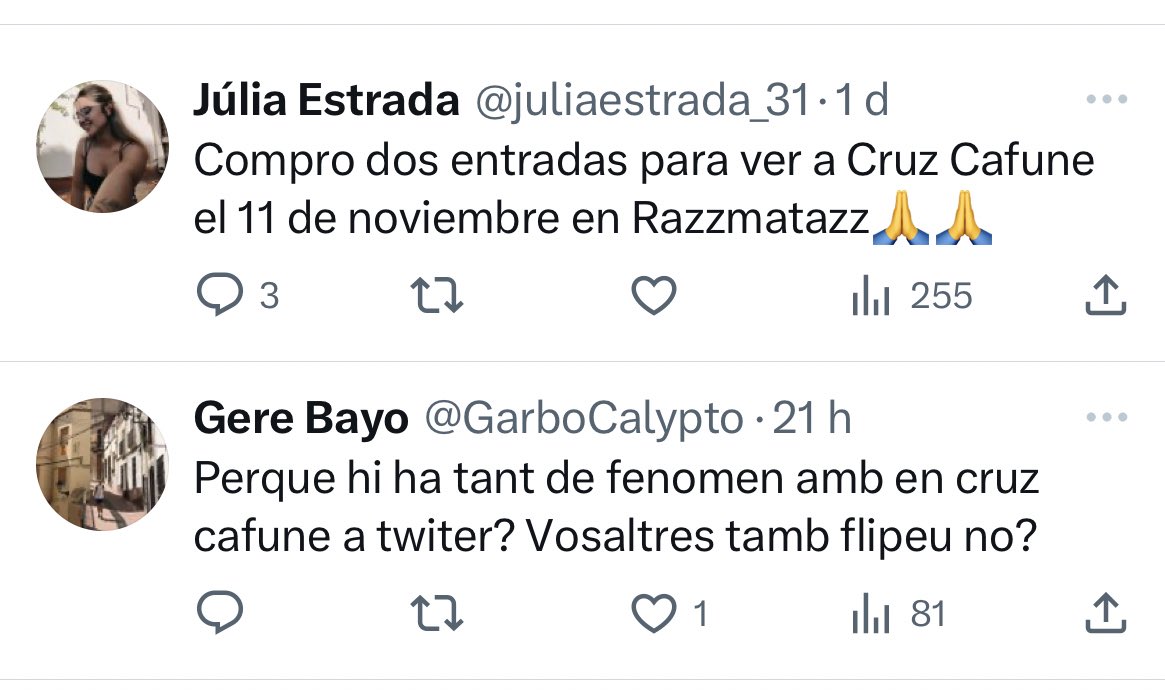 AliciaEspuga's tweet photo. Nose ni qui es el cruz cafune però sou els primers twits que m’han sortit avui i m’ha fet massa gràcia🫶🏻 @juliaestrada_31 @GarboCalypto https://t.co/6NIBa02aZy