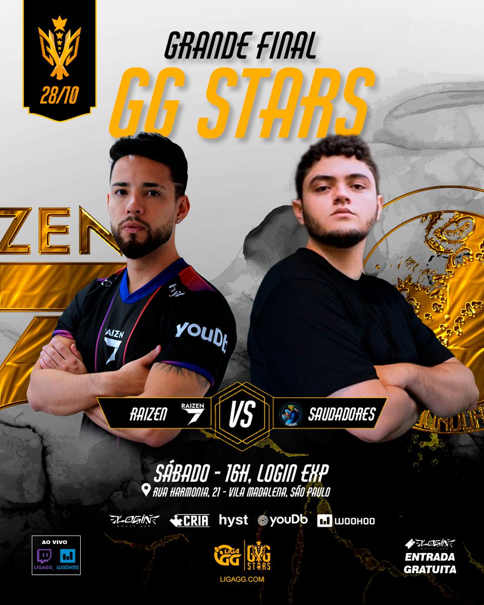 GRANDE FINAL GG STARS 2023!  

Está chegando a hora para o nosso último evento do ano! SÁBADO dia 28/10 as 16Horas na <a href="/loginhouseexp/">Login House eXP</a> ,vamos dar início a esta grande final!  

Confronto de grandes jogadores!

<a href="/raizen_games/">Raizen - らい ぜん - Tropa Raizen - TRZ - #goRaizen 💜</a> 
TOP <a href="/br7nin/">niN</a>   
JG <a href="/Luuukzlol/">Luuukz</a> 
 MID <a href="/Stepzlol/">Miguel Rezek</a> 
ADC