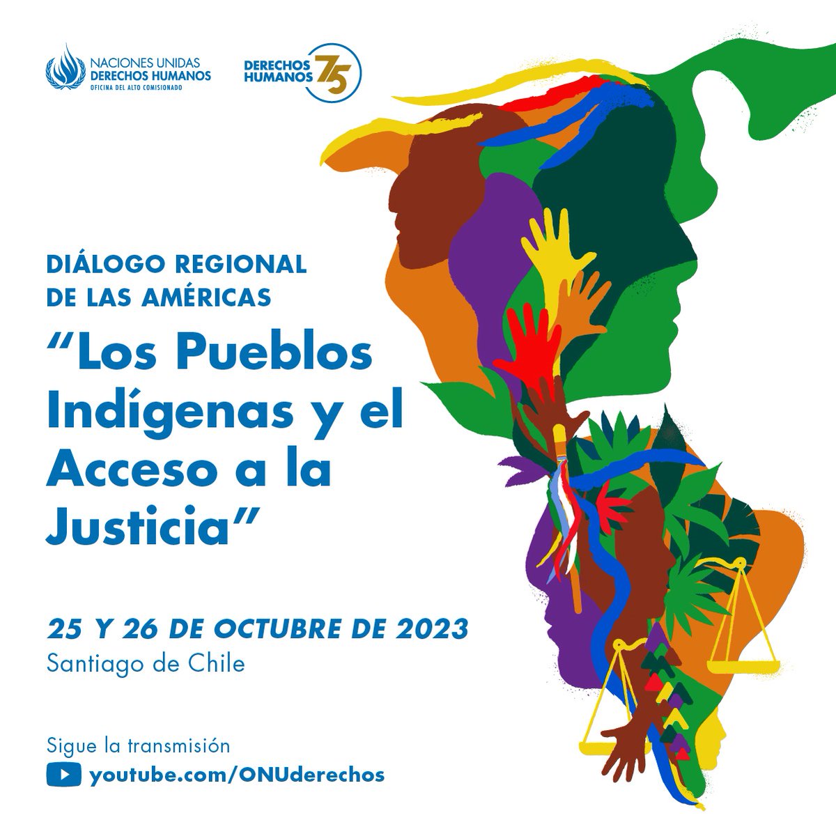 ONU_derechos's tweet photo. 📌 ¡Agéndalo! #DiálogoDeLasAméricas

Representantes de #PueblosIndígenas🌿del continente se reunirán en Santiago 🇨🇱 a reflexionar sobre #DerechosHumanos, con miras al 75º aniversario de la Declaración Universal.

📅 25-26 de octubre
ℹ️ https://t.co/hLynZshTzb

#DerechosHumanos75 https://t.co/qL8OWg0QUz