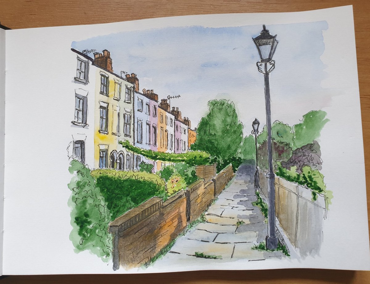 First attempt at an urban pen and watercolour sketch of Victoria Park near where I work in Sneinton from a photo taken on a lunchtime walk last week. No idea what I'm doing with the watercolours but happy with this first go.