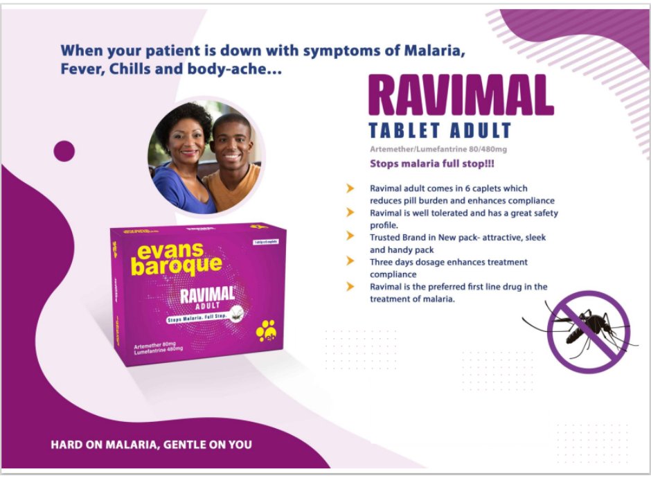 Find it at your local pharmacy and stay healthy with peace of mind. 
Choose Ravimal for Malaria protection today! 🌟🛡️ 

#Ravimal #MalariaProtection #LiveMore #BeMore