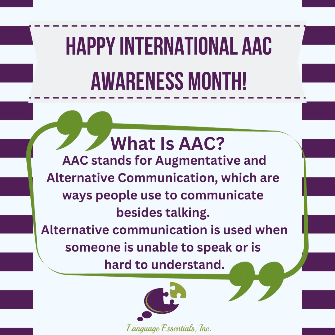 Speech_LE's tweet image. October is AAC Awareness Month! There are many ways to communicate besides talking, including gestures and facial expressions, writing, drawing, spelling words by pointing to letters,  pictures, or written words. #LE #languageessentials #AACawareness #AAC #SLP #OT