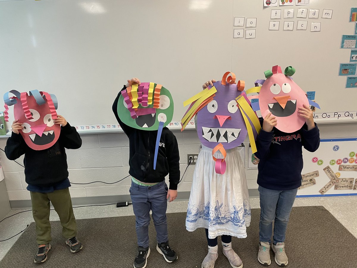 Our grade 1s read “Where the Wild Things Are” by Maurice Sendak and created their own wild things. So cute!