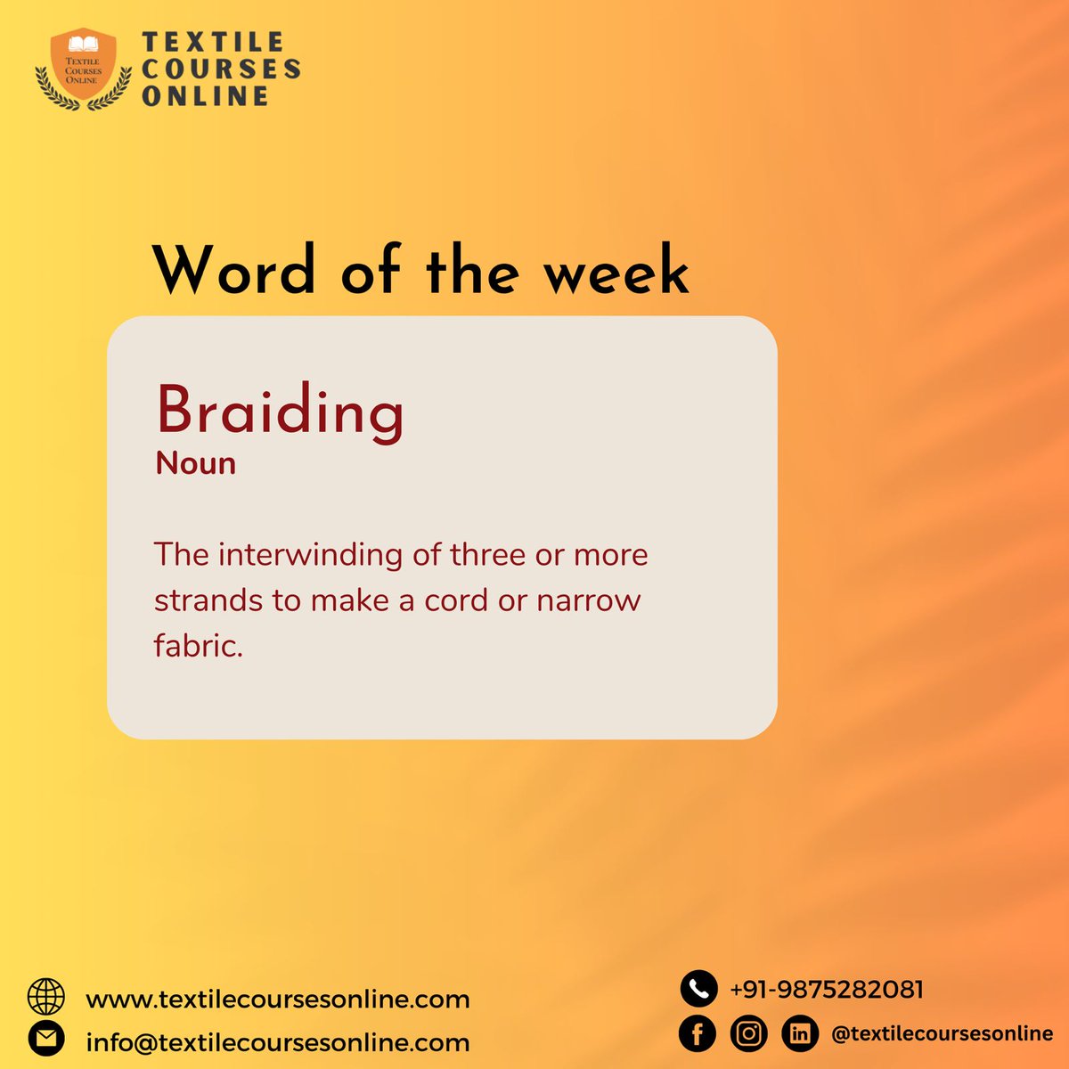 TextileCourses's tweet photo. Braiding: Where threads come together to weave a story. 🪢✨ #wordoftheday
#textilecourses #onlinelearning #knittingbasics #knitting #crafting #learnsomethingnew #creativity #enrollmentopen #knittingcommunity #textiledesign #handmade #DIY #craftingcourses #skilldevelopment https://t.co/5nKC63uNed