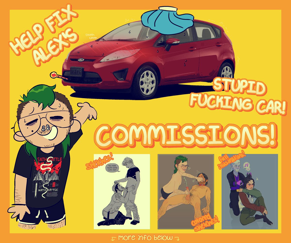 emetofiles's tweet photo. hey everyone!!! griff and i are having some PRICEY car troubles, so c⭘mms are open once again!

check the reply for pricing and more info

♥shares and retweets appreciated♥ https://t.co/0GQCkJxQ0u